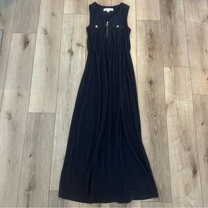Emma & Michele Navy Sleeveless Maxi Dress Elastic Tie Waist in Small